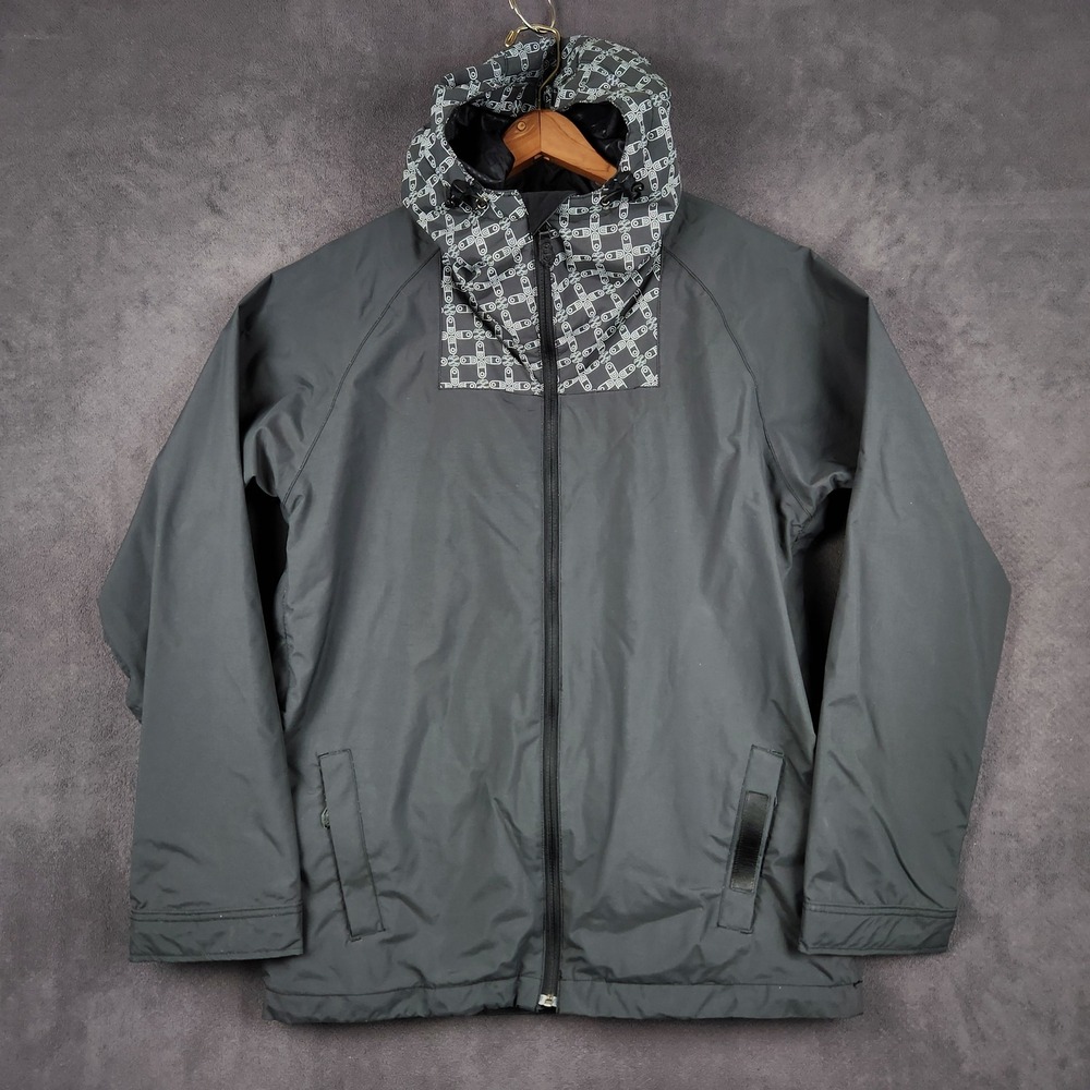 Airblaster Snowboard Jacket Mens Large Gray Hooded Full Zip Lightweight Shell‎